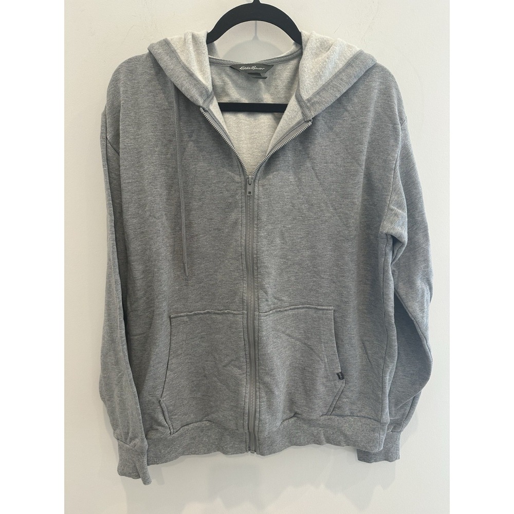 Eddie Bauer Grey Full Zip Hoodie Sweatshirt Casual Activewear Men's Medium